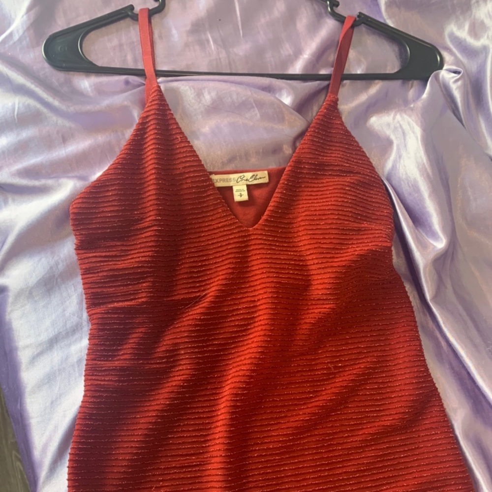 Red glitter top